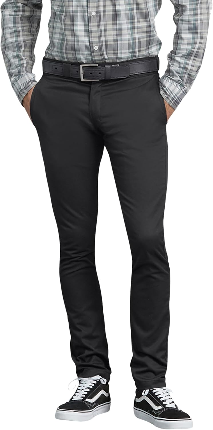 Dickies Men's Skinny Fit Straight Leg Pants – Slim Stretch Work Trousers for Office, Retail & Casual Wear