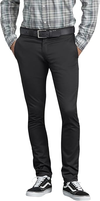 Dickies Mens Skinny Fit Straight Leg Pants Slim Stretch Work Trousers for Office, Retail & Casual Wear