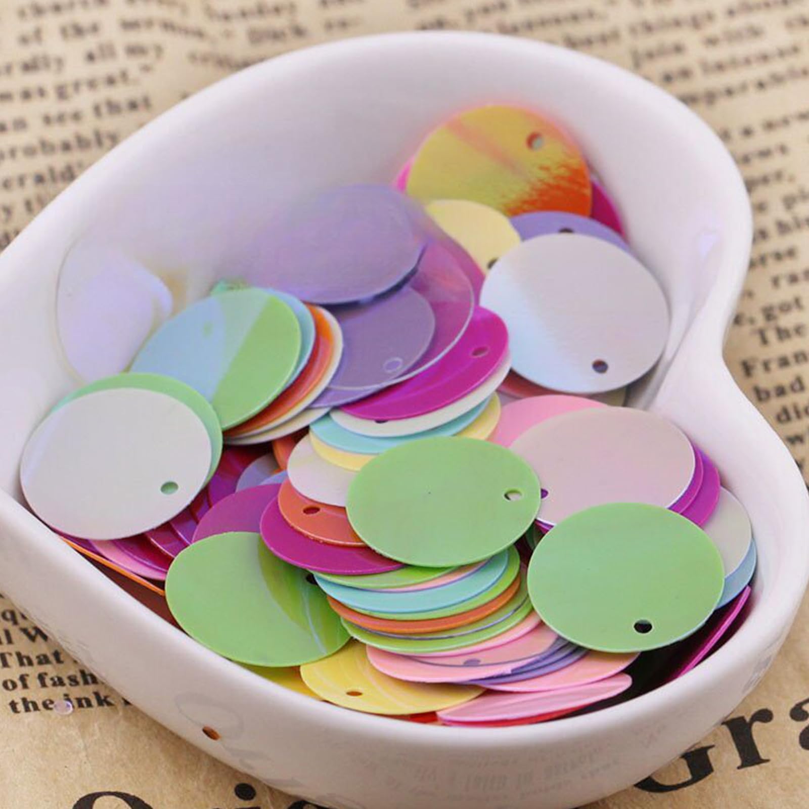 50g Holographic Large Round PVC Sequins with Hole Sequins Craft Spangles Paillettes Rainbow Cup Sequins for Jewelry DIY Arts Crafts Embellishment Gems Sewing Decorating Applique Knitting (15mm Round) - Image 3