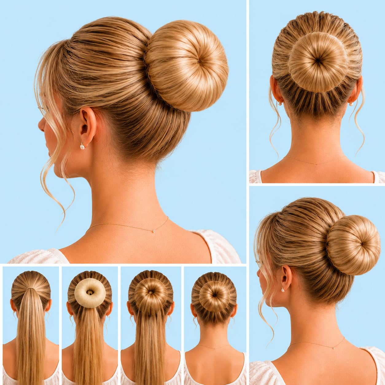 Moño Para El Cabello Dona Fabricante De Moños Recogido Moldeador Herramienta Peinar Mezcla Rubia DK5