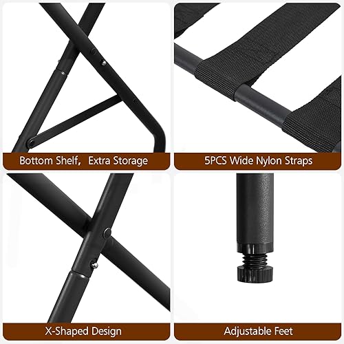 Miniatura 6 de AMHANCIBLE Luggage Rack, Foldable Suitcase Stands Set of 2, Metal Luggage Holder for Guest Room, Bedroom, Hotel, Holds up to 110 lb, Easy Assemble,