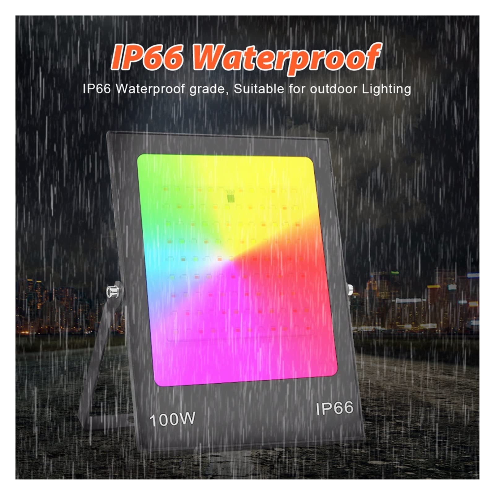 Reflektory LED, DOPROWADZIŁO Iluminacja RGB 30W 50W 100W 200w Powódź światła IP66 Wodoodporne oświetlenie zewnętrzne refletor ściany do garażu, ogrodu(100W 220V)