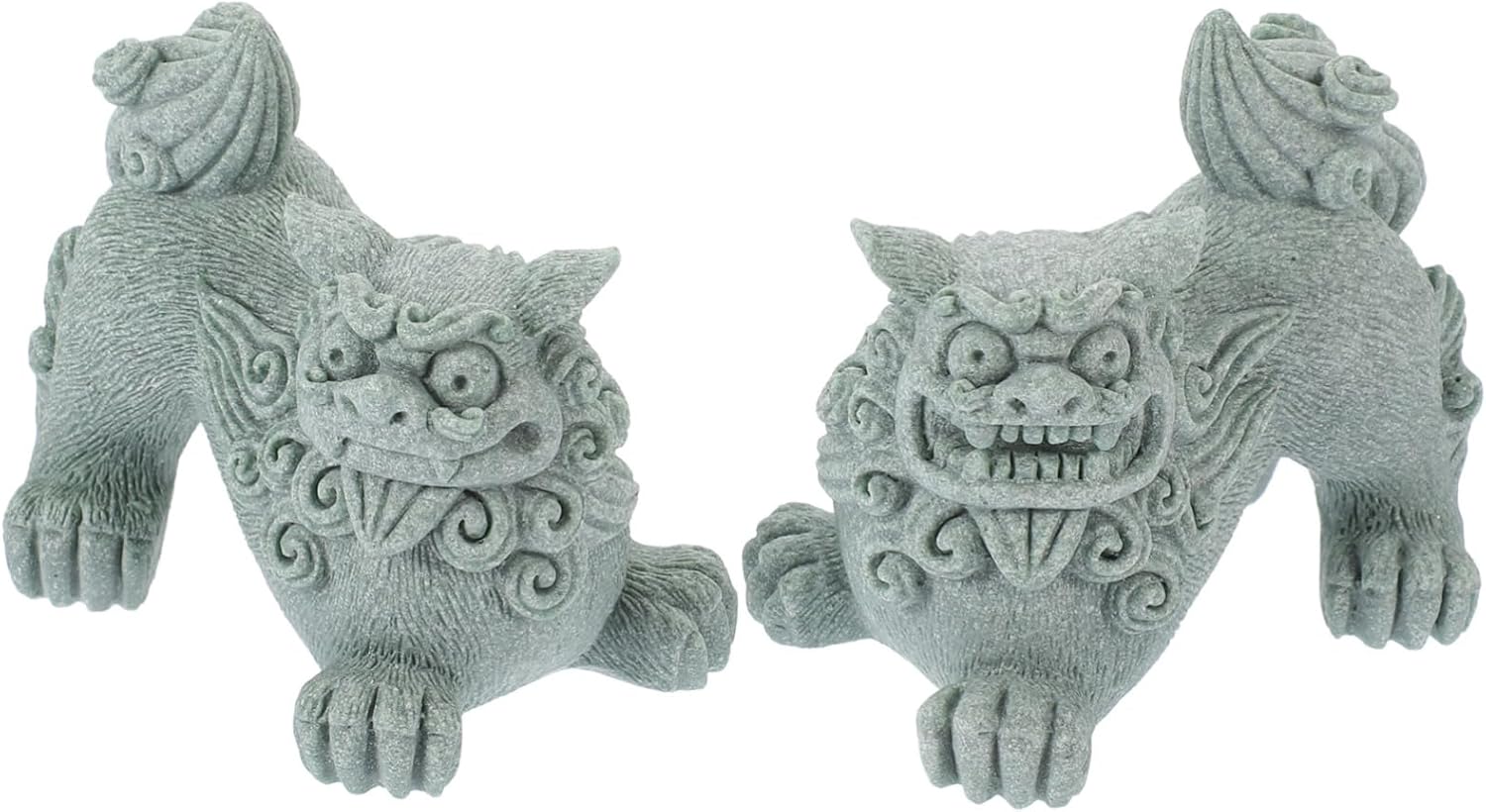 1 Pair Lion Ornament Chinese Lion Figurines Feng Shui Ornament Feng Shui Lion Statue Fengshui Fu Table Decoration Sculpture Home Decor Green Sandstone Flowerpot Zen