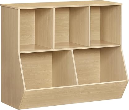 HOOBRO Kids Bookshelf, Bookcase Footboard, Toy Storage Cubby, Children's Toy Shelf, 35.4" L Storage Cabinet, Fit for Children's Room, Playroom, Hallway, Kindergarten, Natural NL32CW01