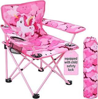 Padded Kids Camping Chair, Folding Kids Chair Support 120 lbs,Pink Unicorn