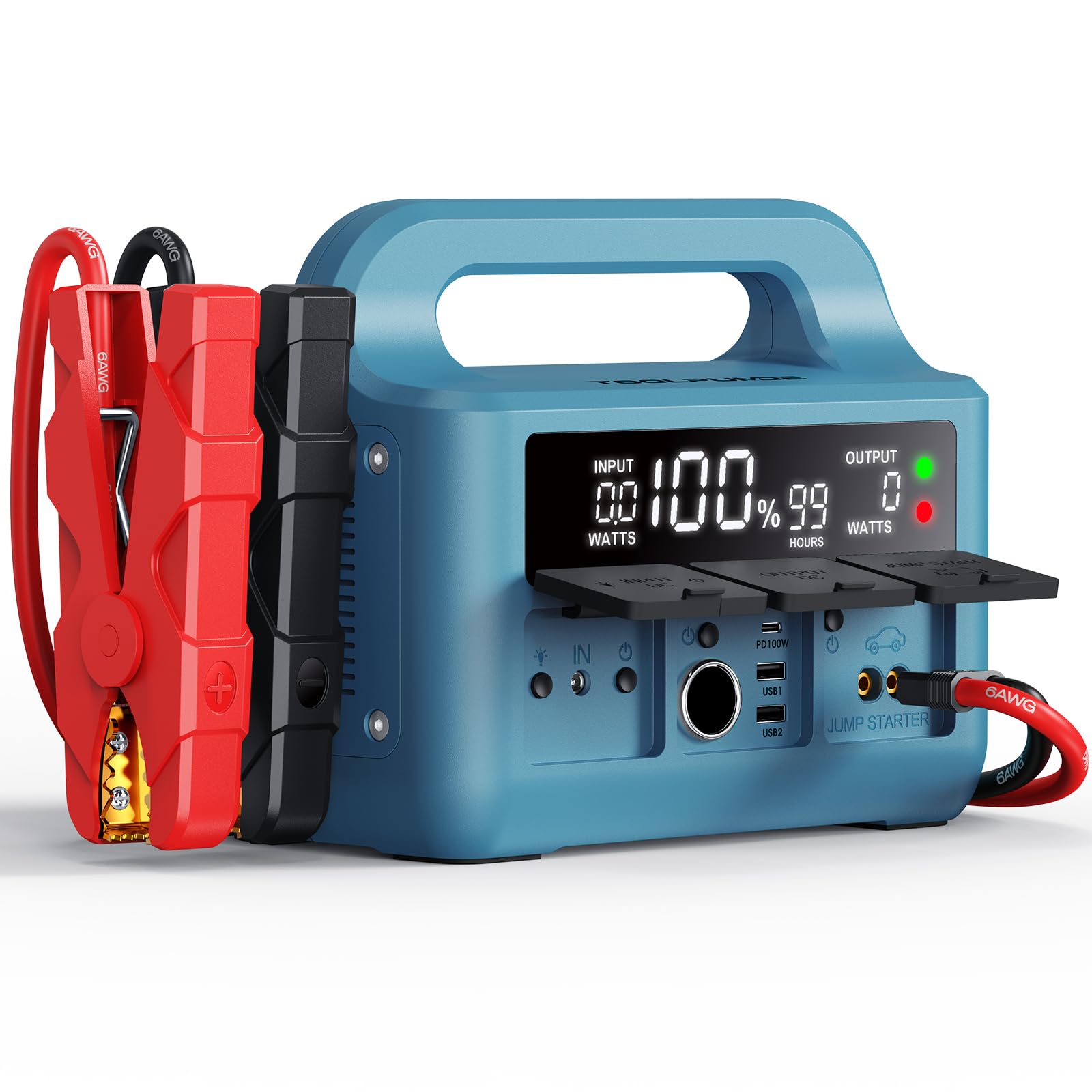 Car Jump Starter 9000A 100W Fast-Charging 12V Super Safe Portable Battery Booster Pack Auto Jump Box Jumper Cables