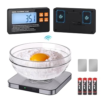 Food Scale with Split Wireless LCD Display, 33lb Digital Kitchen Scale with 7 Units Tare Function, 0.1oz High Accurate Smart Cooking Scale for Baking/Cooking/Meal Prep/Milk/Dieting/Weight Loss