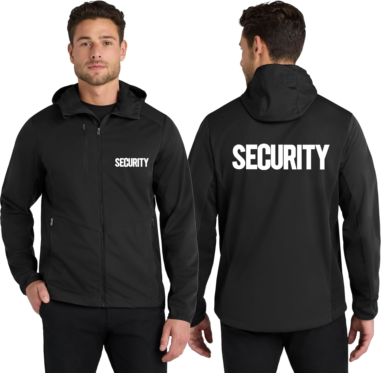 NYC FACTORY Men's Professional Security Windbreaker Full & 1/2 Zip Soft Shell Jacket Coat