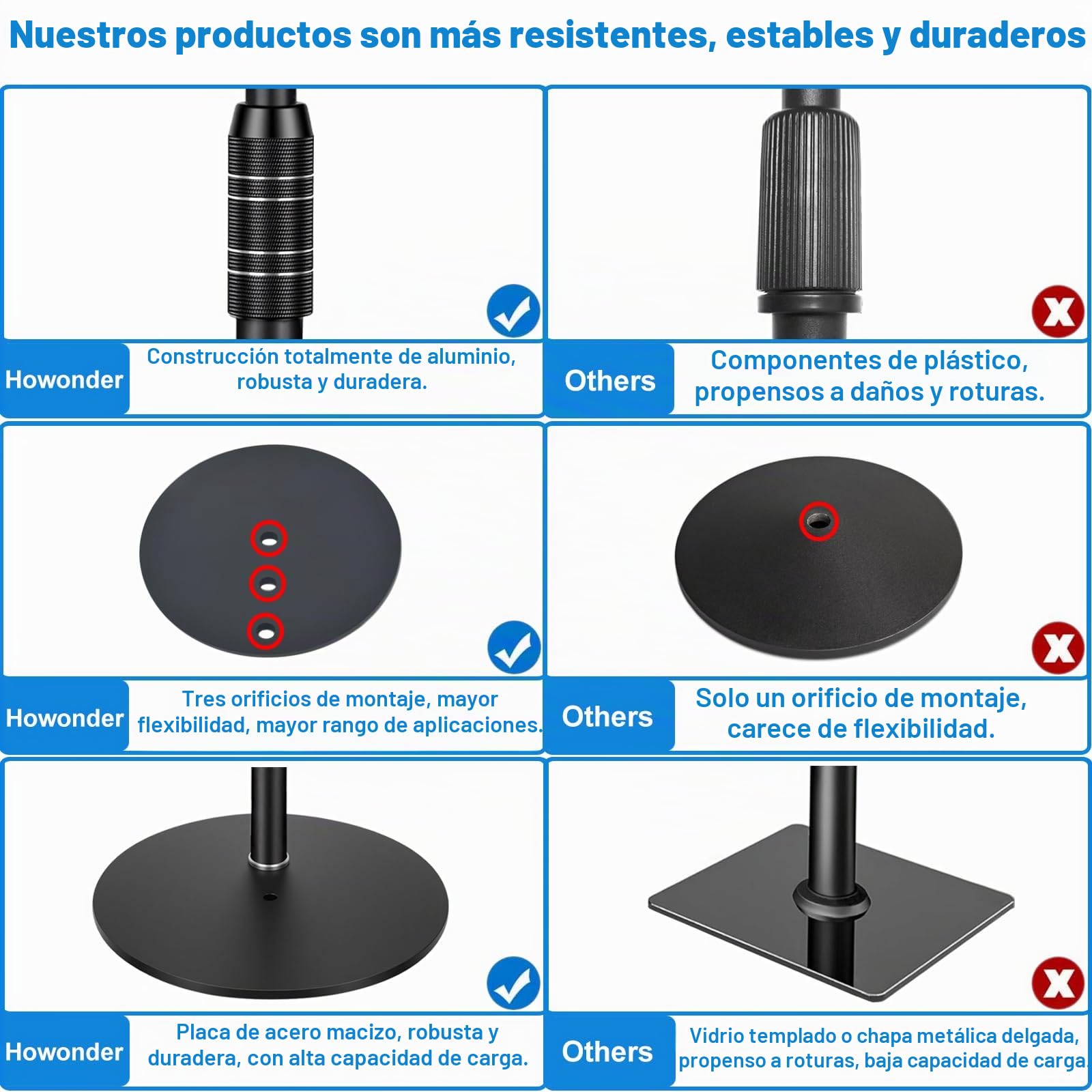 Soportes para Altavoces, soporta Altavoces satélite y Otros Altavoces pequeños, Altura Ajustable de 33« a 48», soporta hasta 6 Libras, HD-718, 2 Paquetes (Negro)