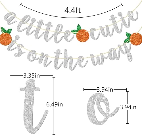 Miniatura 2 de Cartel con texto en inglés "A Little Cutie Is On The Way", pancarta de cítricos, cumpleaños temático naranja, decoración de fiesta de cumpleaños con