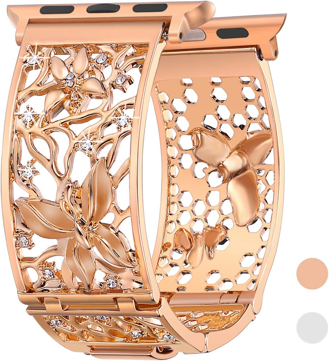 Compatible Apple Watch Band 38mm 40mm, Women Metal Replacement Wristband Bling Bands Compatible Iwatch Series 4, Series 3, Series 2, Series 1