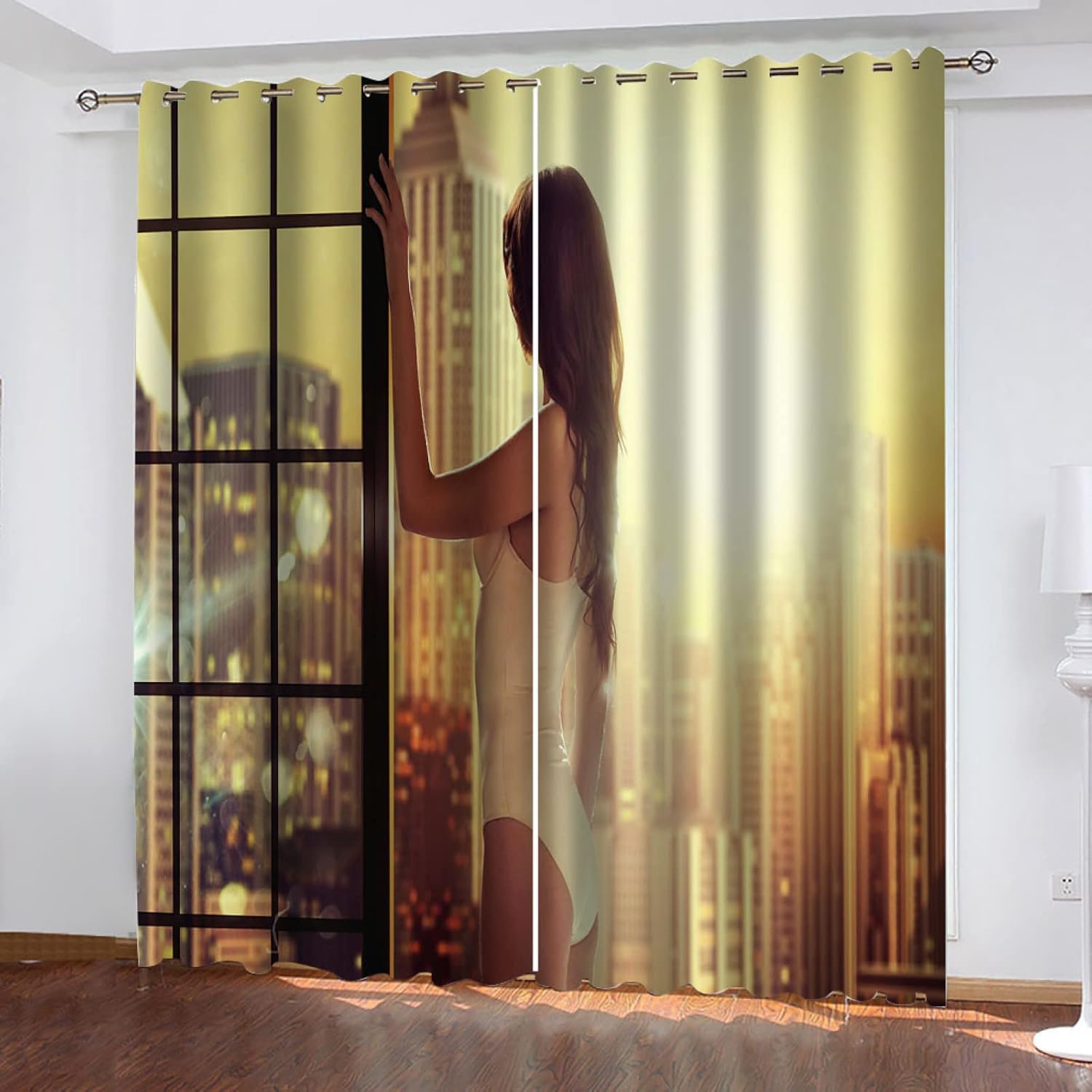 HOUKAI Cortinas Infantiles Niña, Opacas, Póster Fashion Woman 3D Moderno con Ojales 140x200Cm 2 Paneles, Dormitorio Infantil Cortinas De Ventana, Salon Decoración para Habitación Sala De Niños