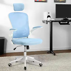 Cadeira de escritório ergonômica com estofado de mesh (Azul)