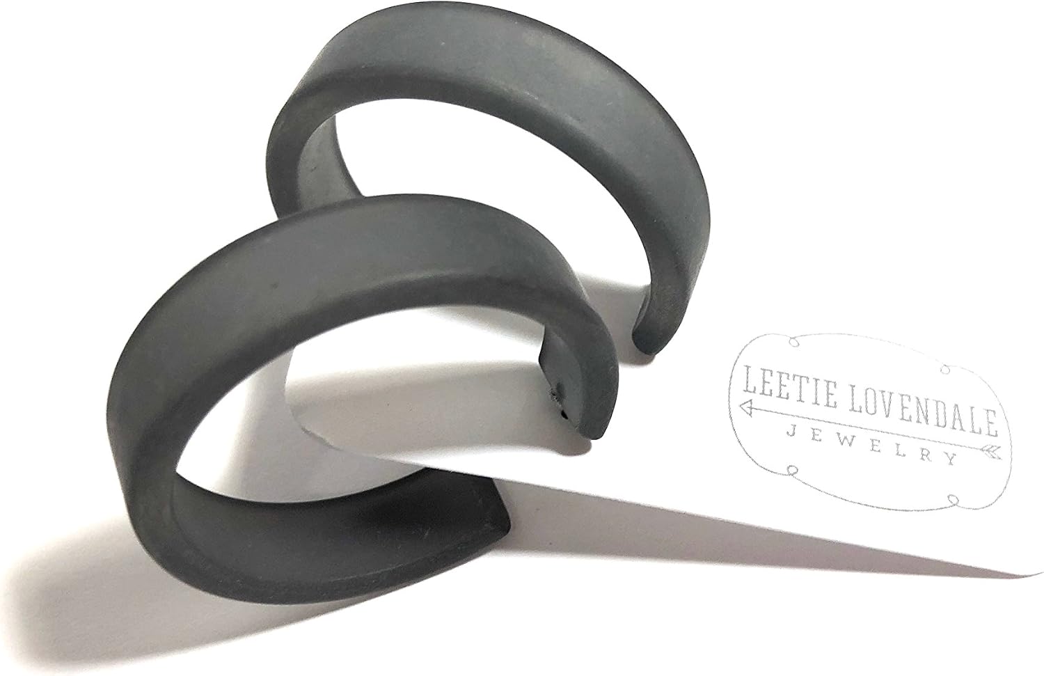 Charcoal Grey Hoop Earrings | Vintage Lucite Frosted Large Portland Hoops - PTLD-GY-1