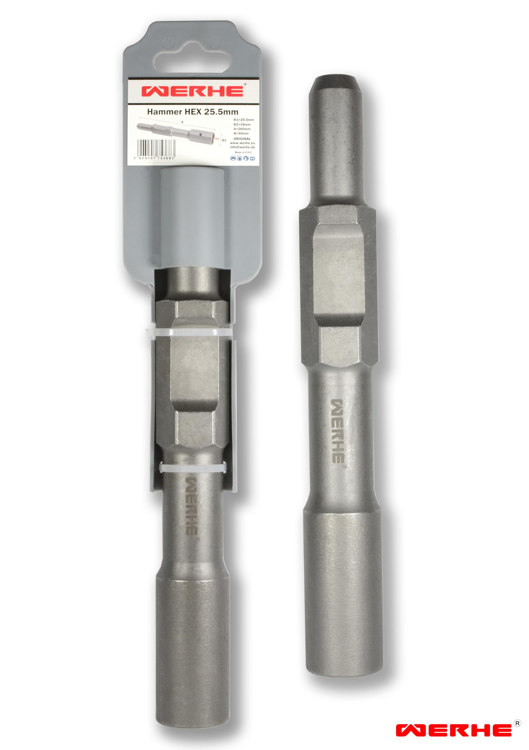 WERHE Chiodatrice professionale 25,5x35x260 mm per picchetti di terra con martello pneumatico esagonale 30 mm