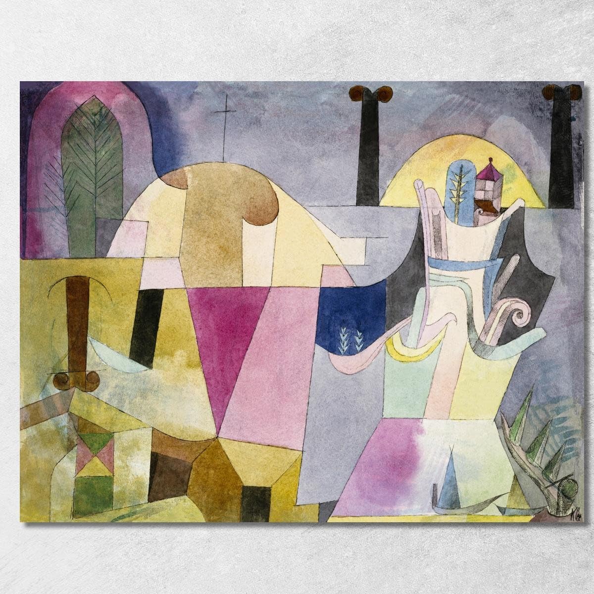 Tableau Paul Klee Colonnes noires dans un paysage toile Fine Art encadrée pkl13