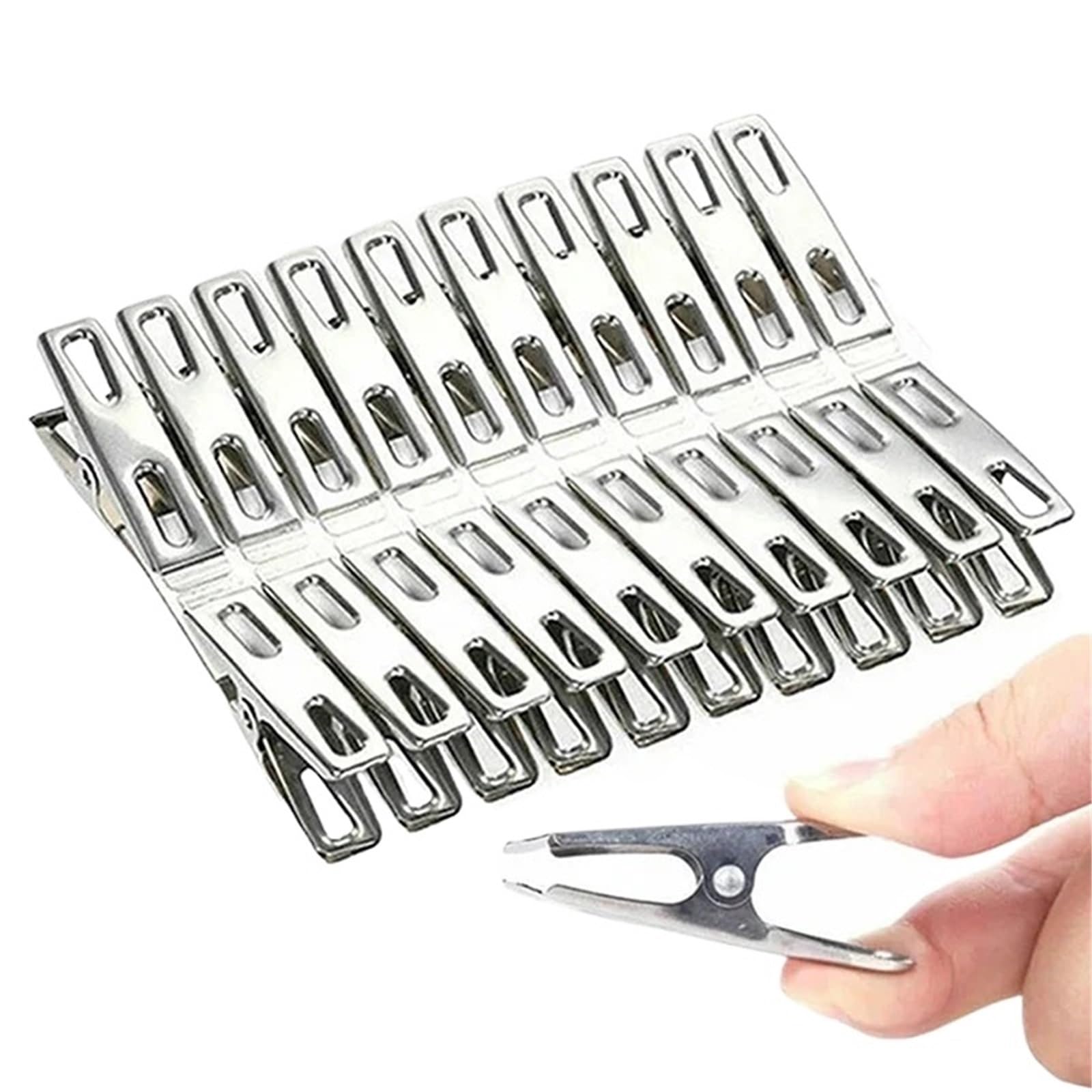 200 pezzi di mollette for bucato in acciaio inossidabile, clip for lavaggio, tenuta for indumenti domestici, antivento, spilli for appendere, metalliche, morsetti Per Stendibiancheria Vestiti