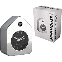 Fisura Travel Alarm Clock Chrome. Silent Analog Clock with Non-Ticking Mechanism, Small Original Vintage-Style Accessory Gift for nightstand. 3.8 x 2.9 x 1.8 in.1 AA Battery.