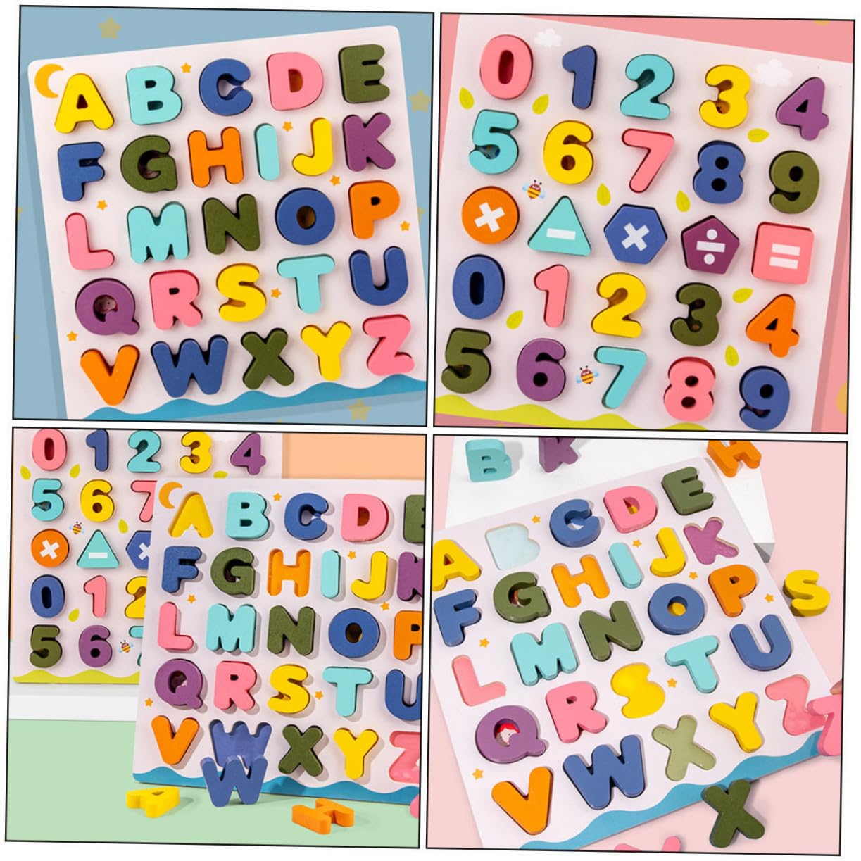 Puzzle Numeri e Lettere in Legno 2 Set, Festa Scuola Decor | Giocattoli Legno, Giocattolo di Abbinamento dei Numeri, Puzzle Ragazzo Ragazza, Gioco Lettere Alfabeto Montessori Legno