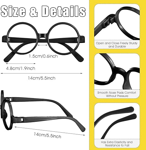 Miniatura 2 de Flutesan 30 gafas de juego para niños a granel para fiestas de niños, gafas falsas coloridas de mago, gafas redondas, marco sin lentes para niños