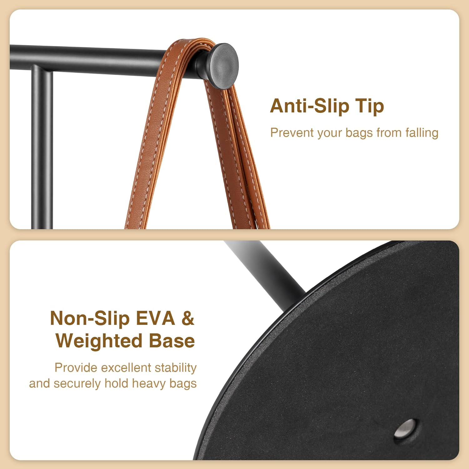 niffgaff 2 Pack T Bar Purse Display Stand Tabletop: Adjustable Height Handbag Holder, Countertop Hanging Rack for Long Necklace Scarf Lanyard, Black - Image 5