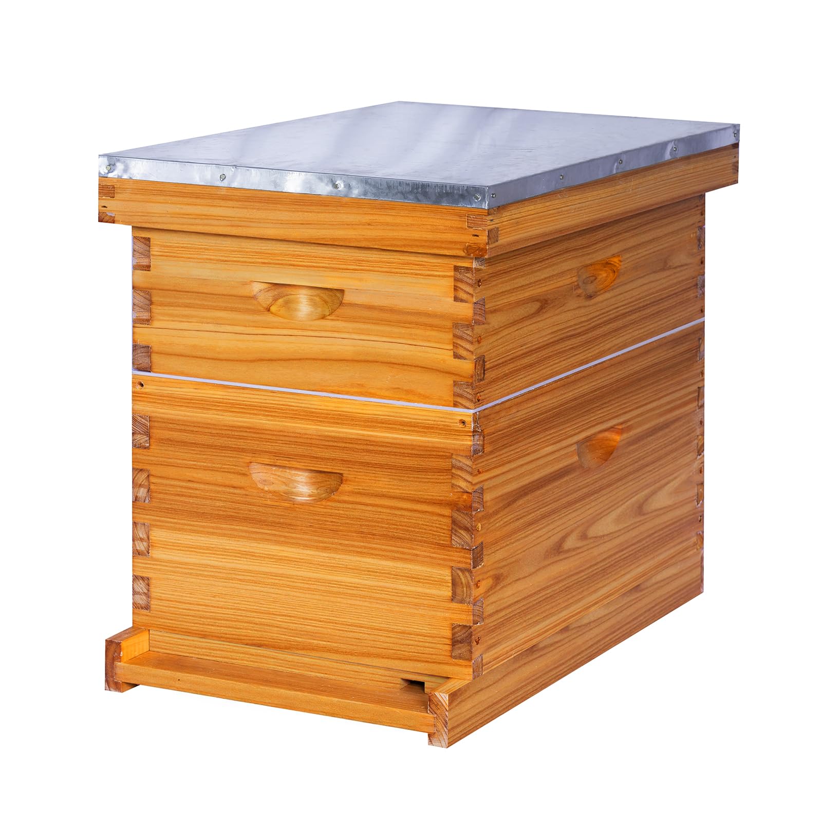 Honey Lake 8-Frame Beehive Complete Bee Hive Boxes Starter Kit Dipped in Beeswax Includes Beehive Frames and Waxed Foundations Sheets (1 Deep Brood Bee Box & 1 Medium Super Box)