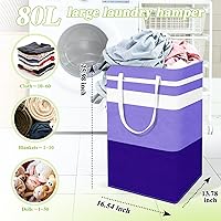 Vista 4 de Paquete de 4 Cestas de Ropa Plegables, Cestas de Ropa Grandes con Asas, Cesta de Ropa Impermeable, Cestas de Ropa Plegables para Organizador de Ropa