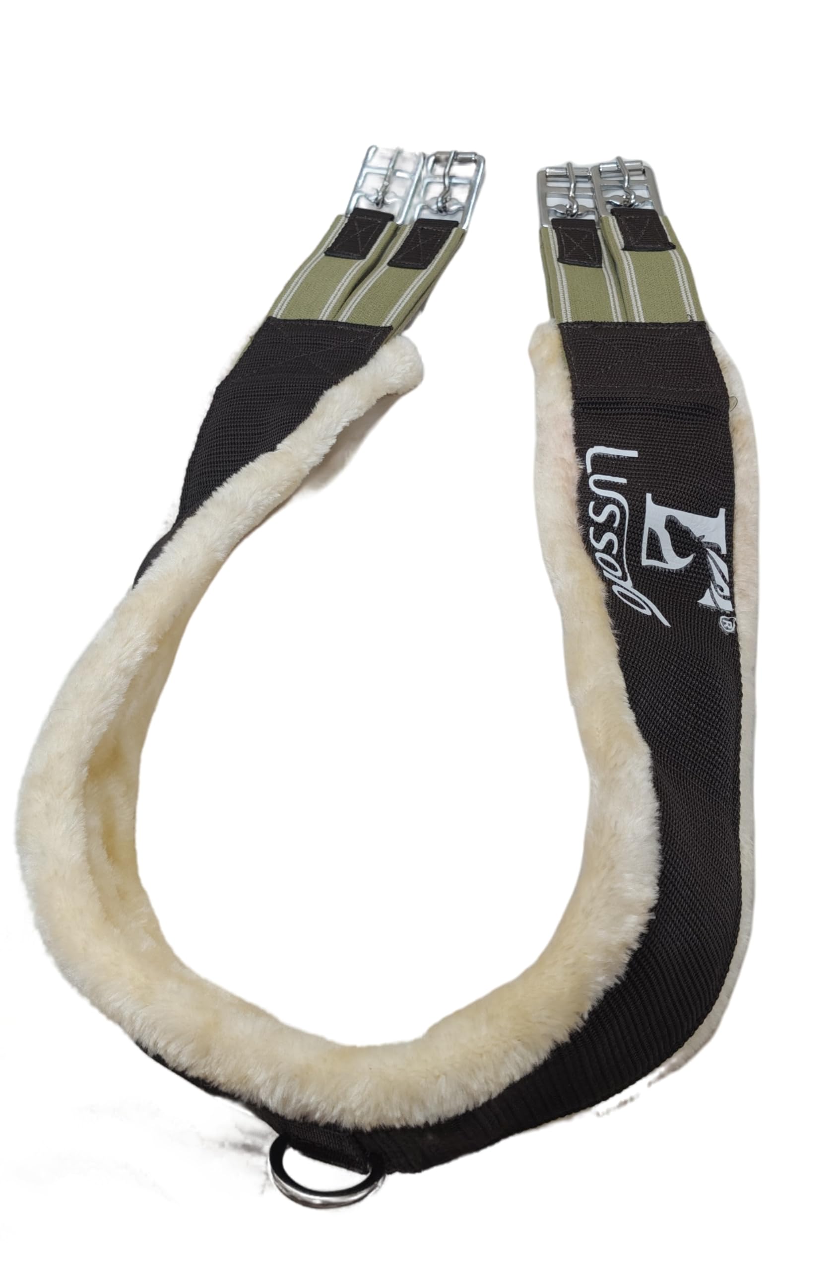 Lussoro Horse Riding Girth with Fleece Padding, Elastic Straps, Lightweight Horse Girth for Saddle (Chocolate Brown, (SIZE-44))