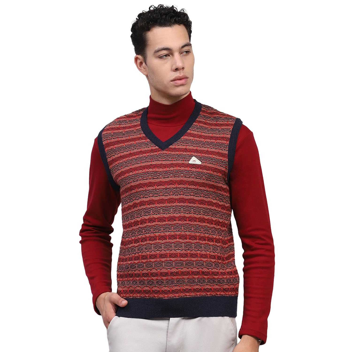 Mens Striped V Neck Sleeveless Sweater (1239219SL)