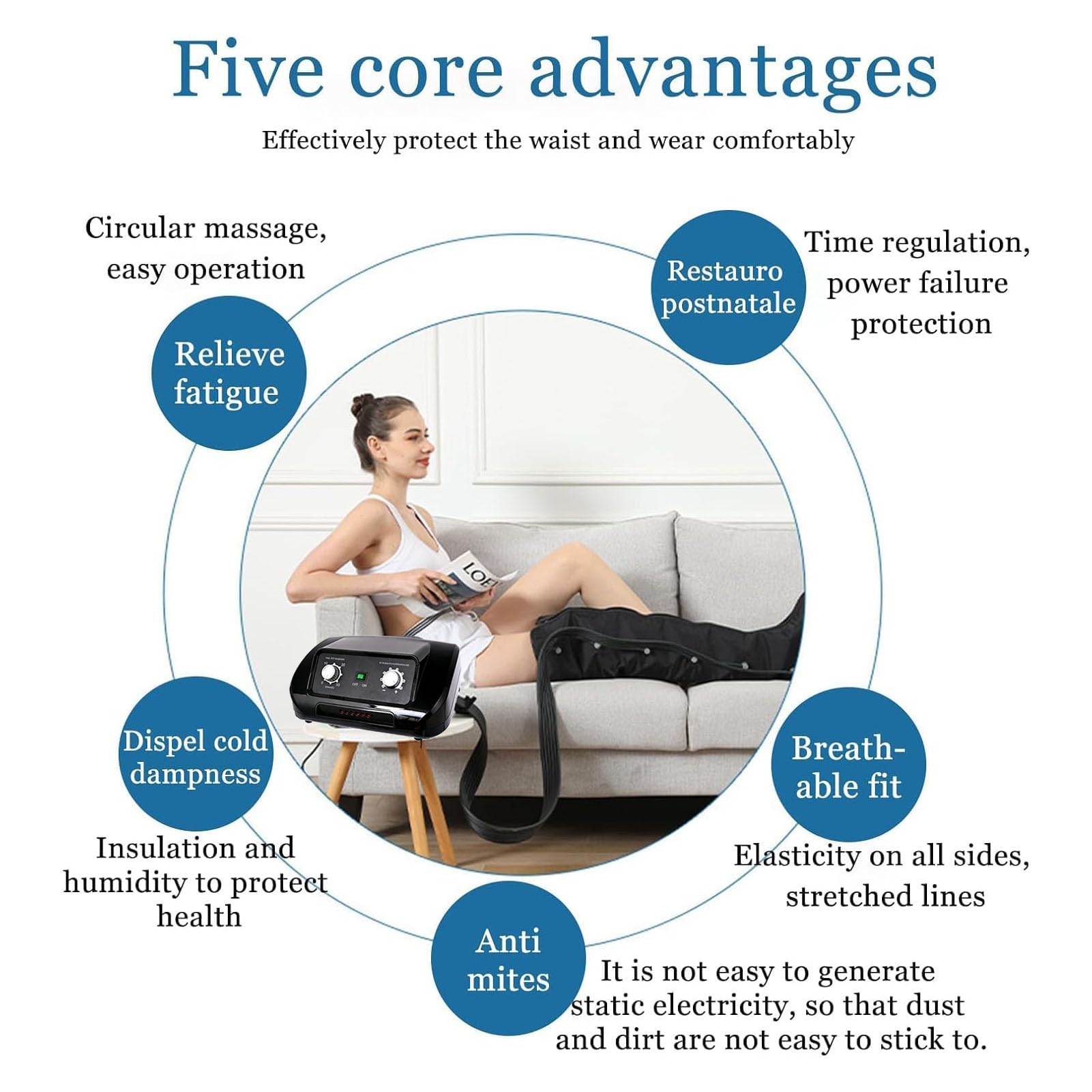 Apparecchio Pressoterapia︱Pressoterapia Linfodrenaggio Professionale ︱Massaggio Linfodrenante︱6 camere d'Aria Macchinario ︱Pression Réglable︱Tempo Programmabile
