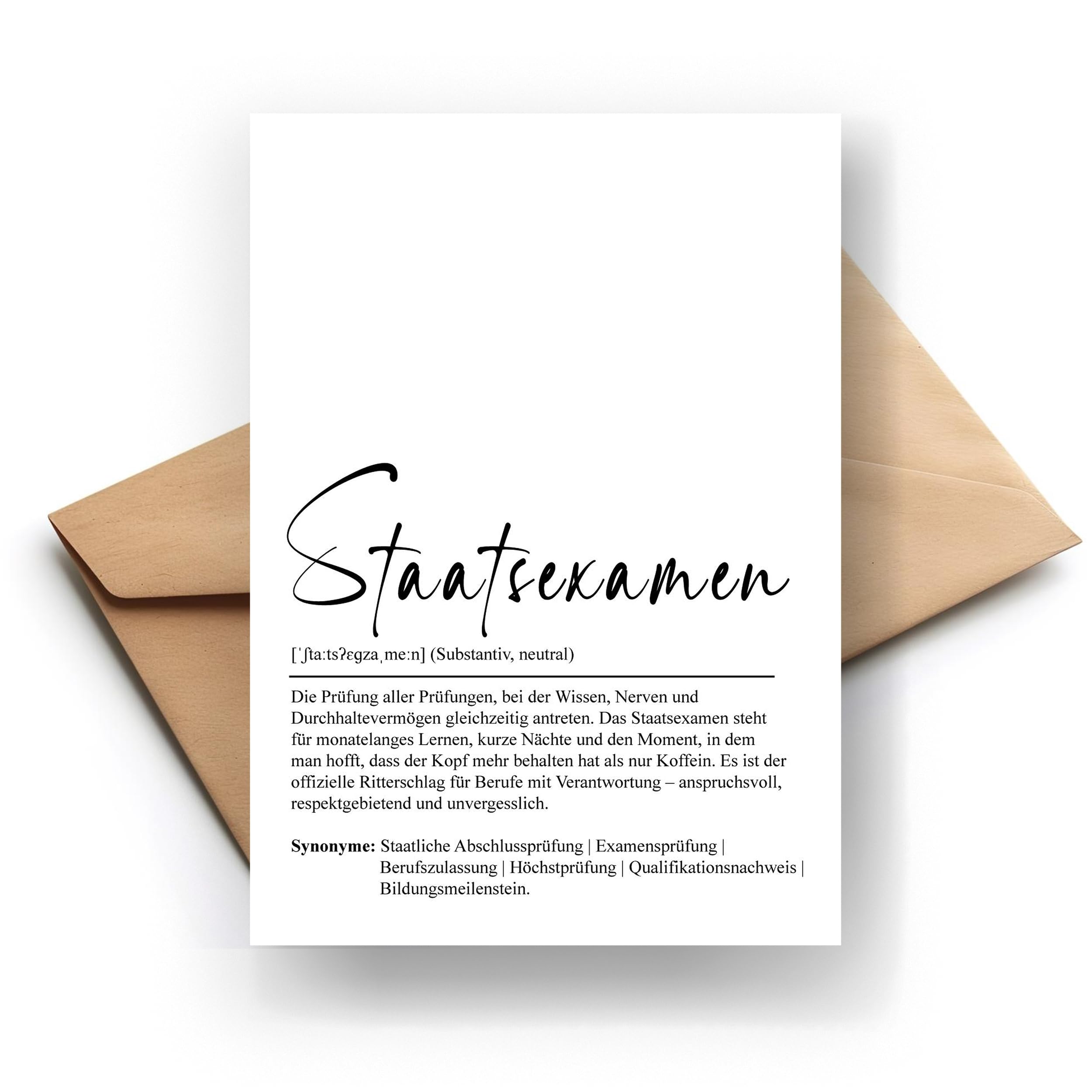 Staatsexamen Karte mit Umschlag – Glückwunschkarte zum bestandenen Staatsexamen