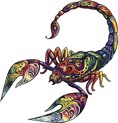 EW Designs Calcomanía de vinilo con diseño floral de escorpión, negro, morado, rosa, rojo, verde, azul, naranja, amarillo, gris, calcomanías de