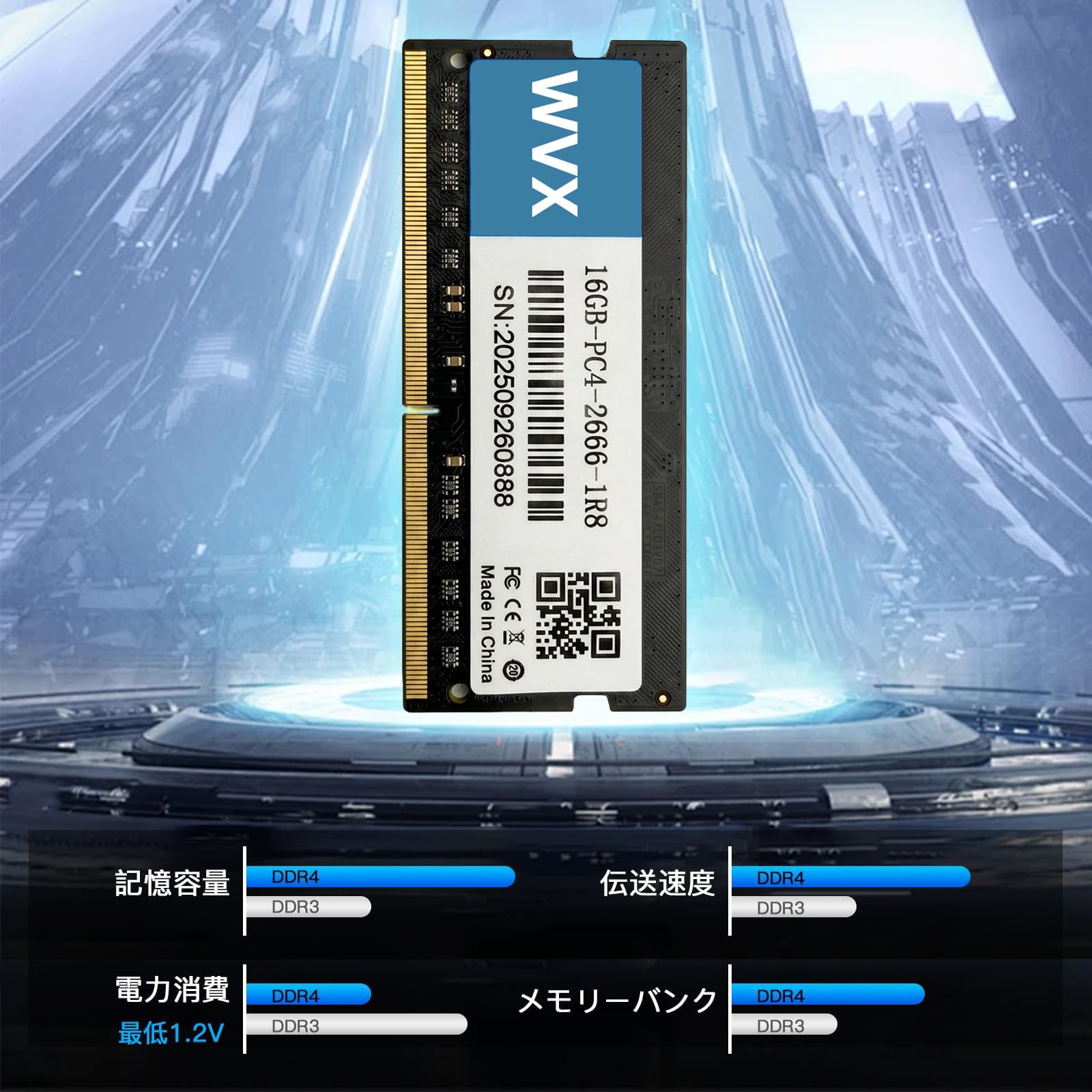 Amazon.co.jp: WVX ノートPC用メモリ DDR4-2666 Mhz（PC4-21300)16GB×1
