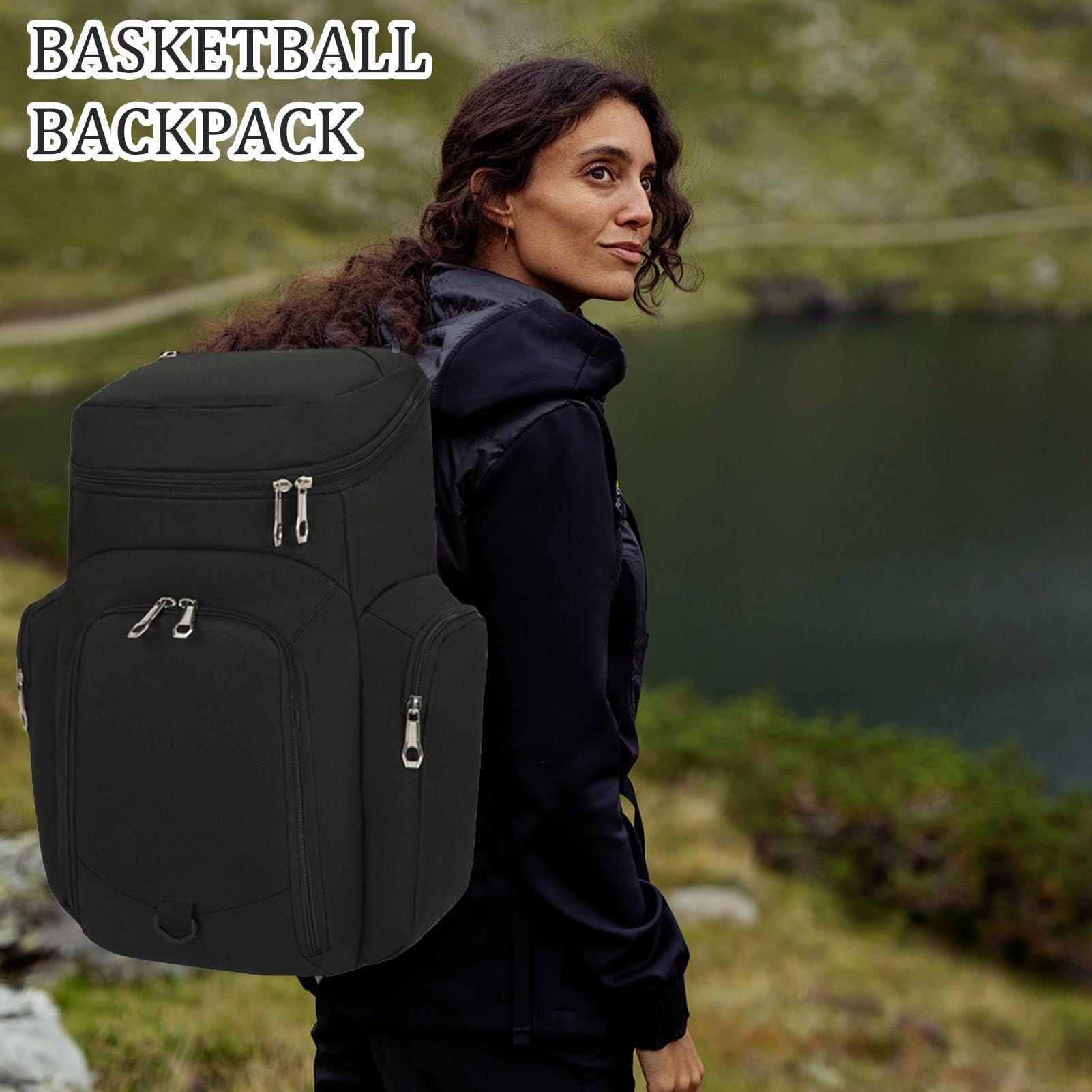 Mochila de baloncesto para gimnasio, mochila deportiva de gran capacidad, bolsa para botella de agua, parte inferior impermeable, bolsa para libros al aire libre con tela elástica y
