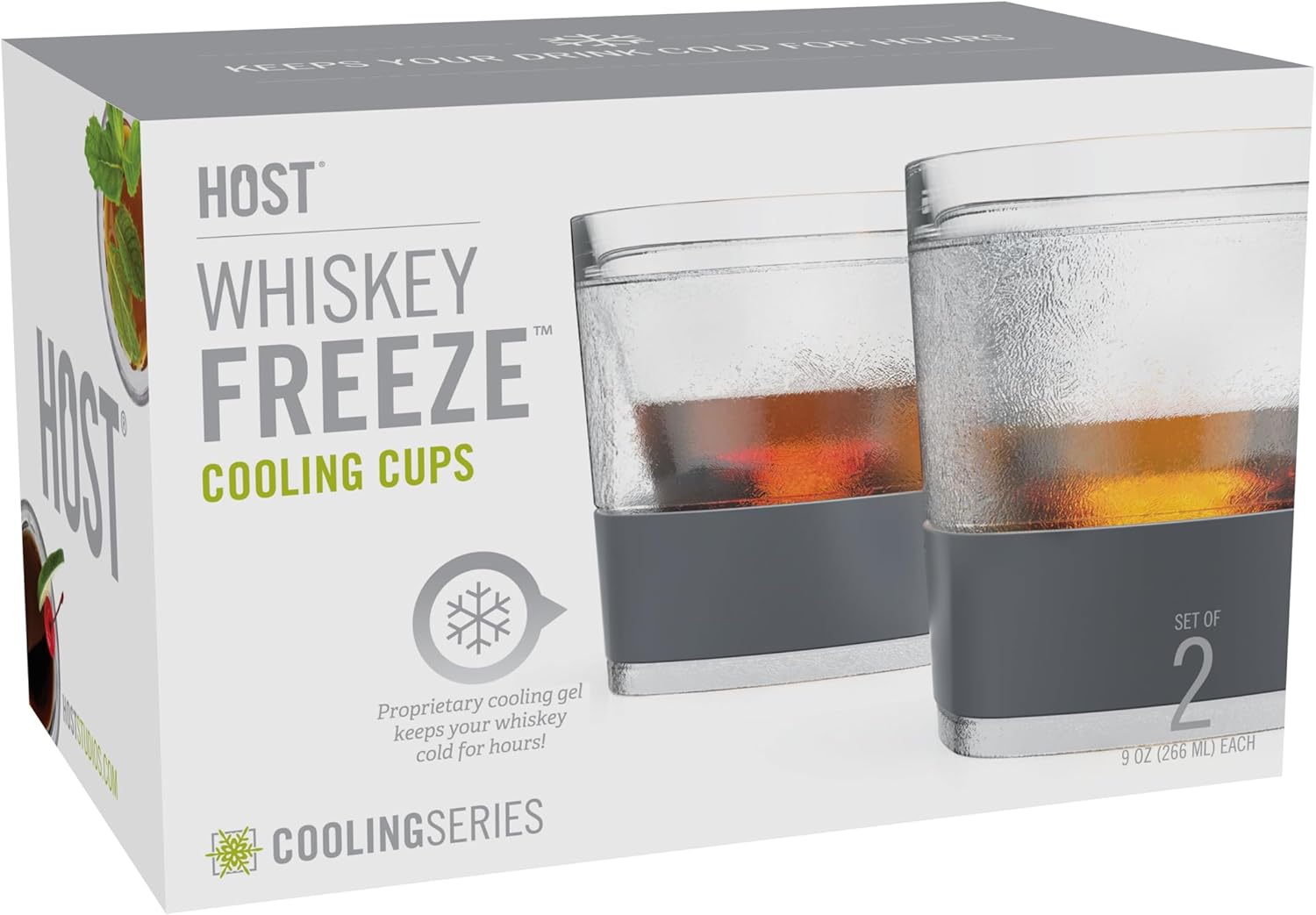 Host Whiskey Freeze Glasses, Double Old Fashioned Glasses, Chill Without Dilution for Brandy, Vodka, Gin, Rum, and Cold Brew Cocktails, Bourbon Gifts for Men, Home Bar, 9 oz, Set of 2, Grey - Image 16
