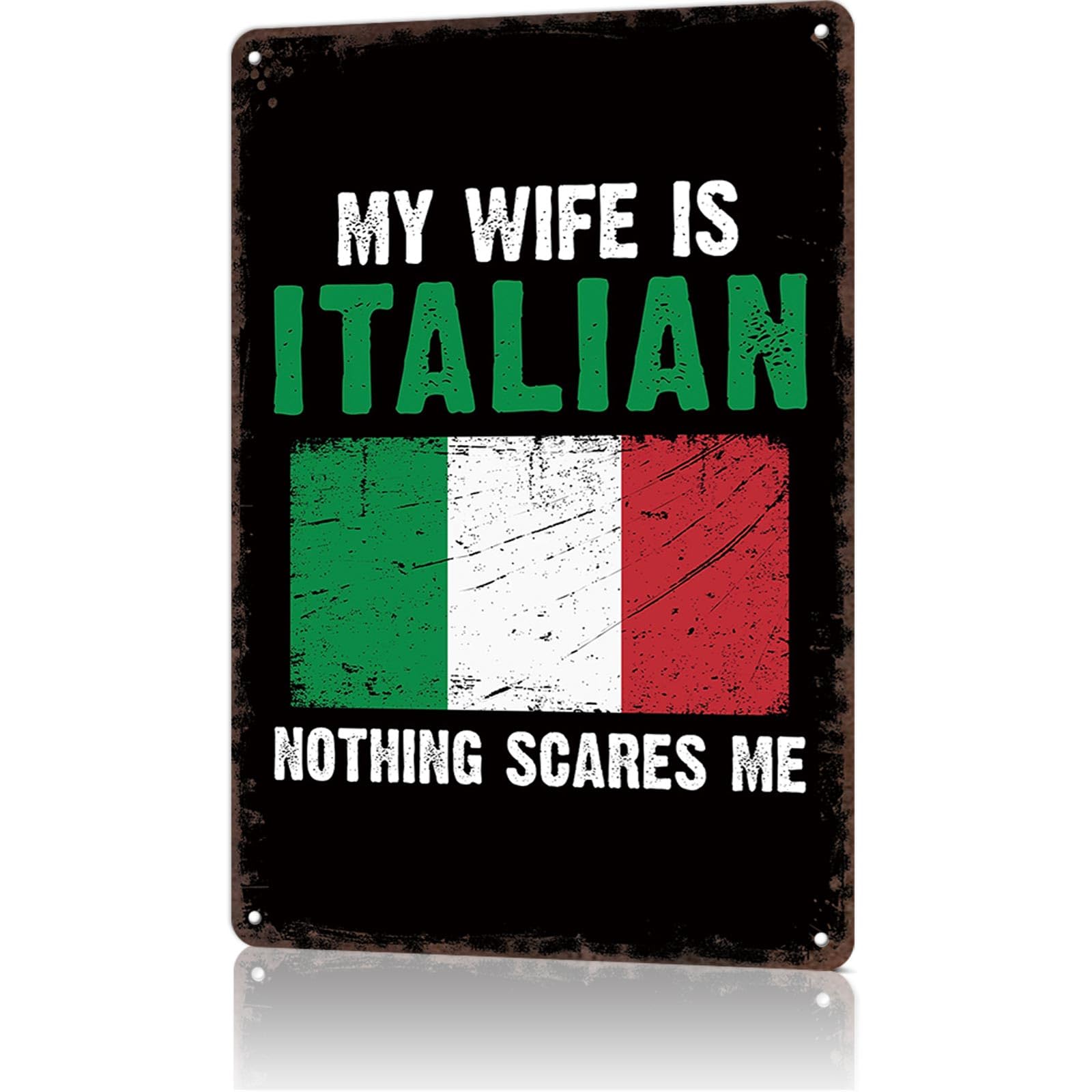 KWQDOZF Vintage Metal Signs My Wife Is Italian Funny Tin Sign Poster Wall Art For Home Room Bedroom Office Decor 8x12inch