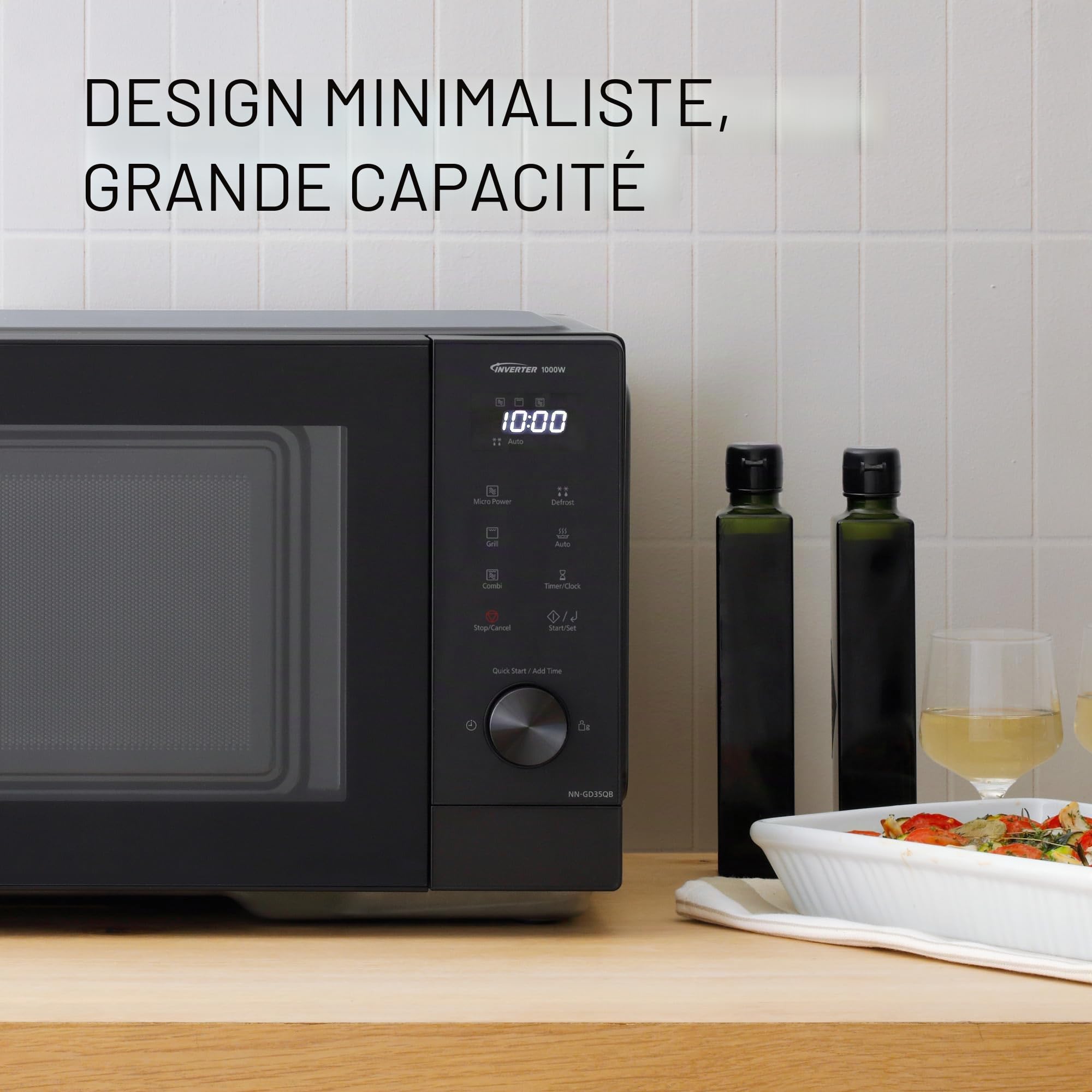 Panasonic NN-GD35QBEPG 29L Micro-ondes pour Barbecue 1000 W Décongélation automatique Cuisson combinée Minuteur Noir