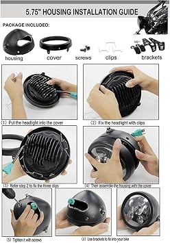 bracket light Headlight Bracket 5-3/4 Inch 5.75 Inch Motorcycle Headlight Housing Bucket For Motorcycle Accessories Black
