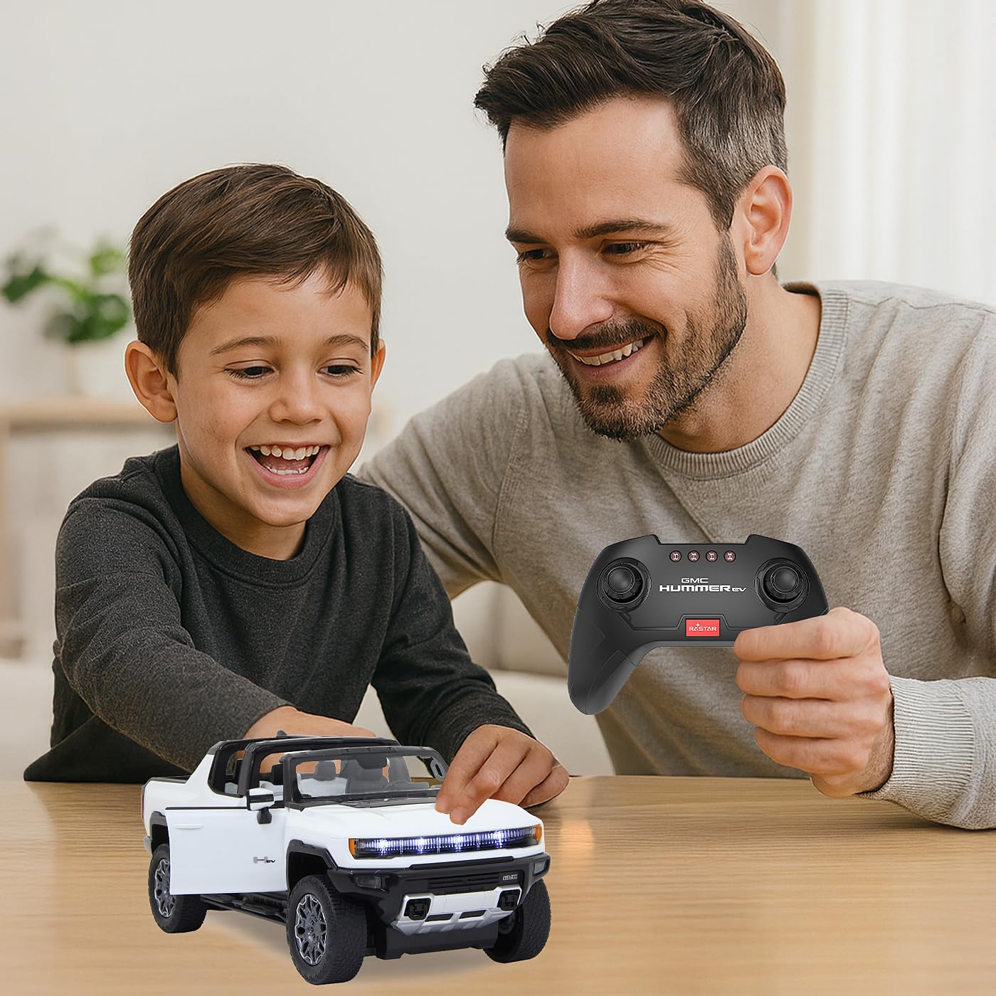 JAMARA Hummer EV 1:16 2,4 GHz drzwi ręczne - 2-biegowe, Crab Walk (kanał rakowy), sterowanie na wszystkie koła, światło LED, samochód RC