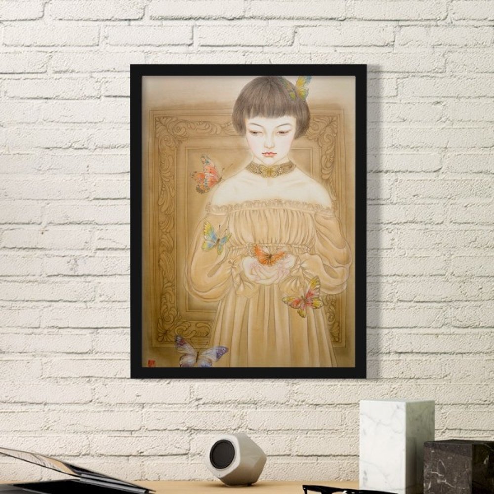 Cadre Artisti peinture chinoise papillon pour stickers muraux salon