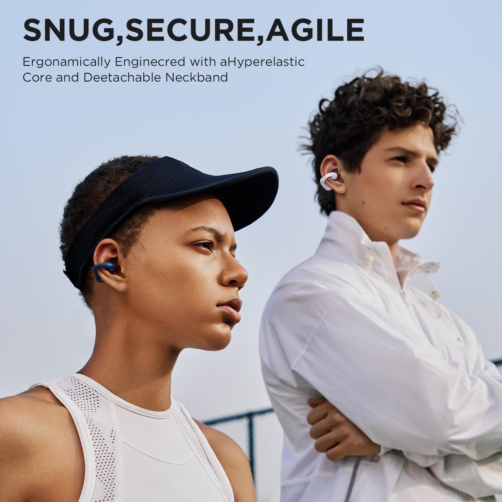 SANAG Z50PRO Sport Cuffie Bluetooth Clip Orecchio, Open Ear Auricolari 36 Ore Bluetooth 5.3 Impermeabili compatibili con iPhone/Samsung Phone per Uomini, Donne- Nero