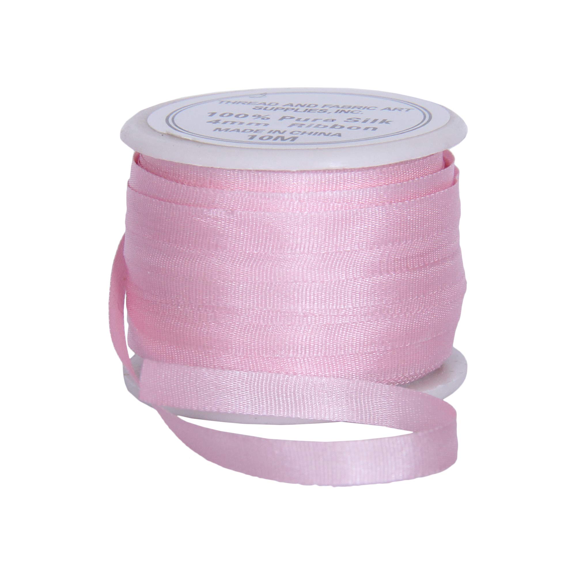Threadart 100% Pure Silk Ribbon - 3 Sizes - Dozens of Colors - Pink - 4mm No. 544 โ image 1