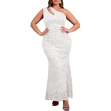 VERWIN Plus Size Sequins Fashion Sleeveless Oblique Collar Mermaid Womens Maxi Dress Evening Dress Party Dress Bodycon Dress