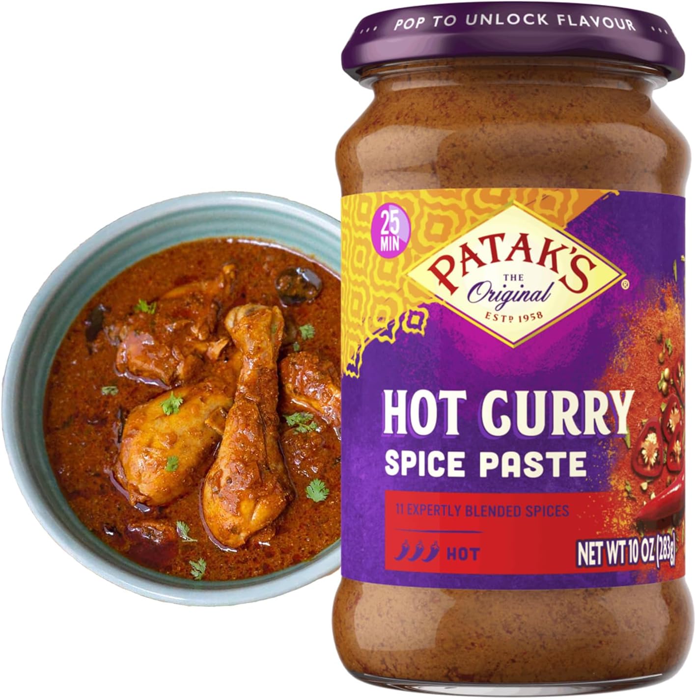 Pataks Curry Paste Extra Hot (10 oz)