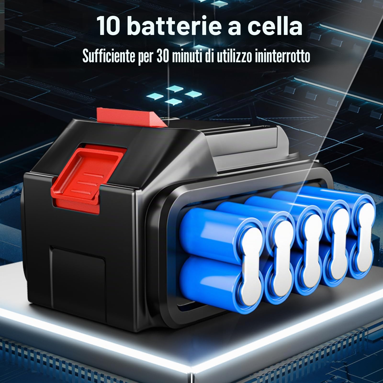 Turbo Jet Blower - Set professionale soffiatore a batteria al litio per foglie, auto, industria | Con 2 batterie, caricabatterie, valigetta, flusso d'aria variabile, con testa di ricambio e accessori, leggero e potente