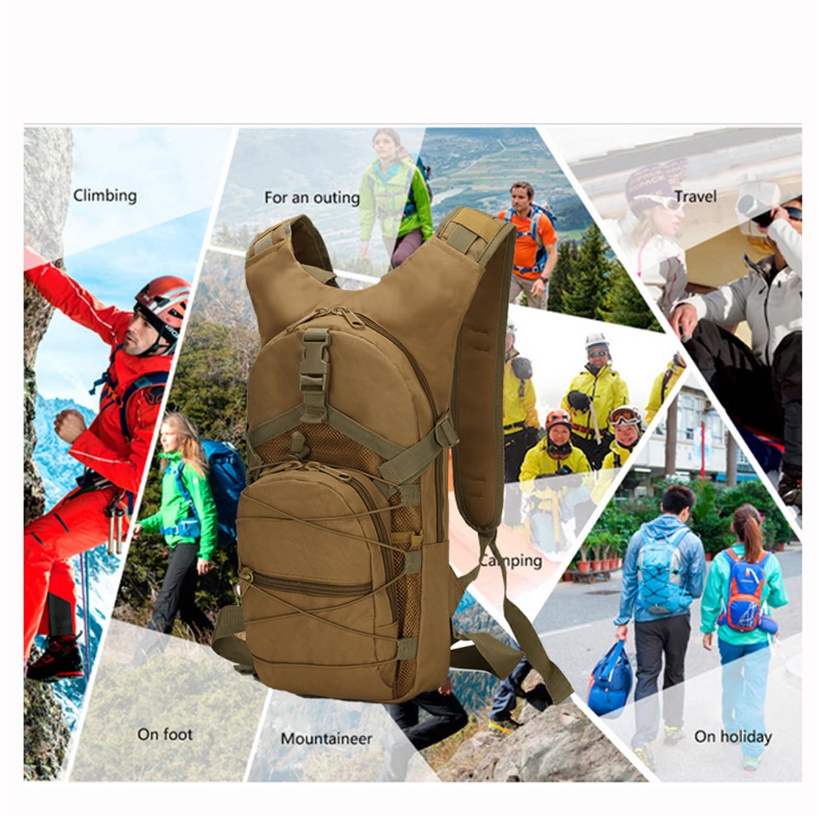 Plecak Szturmowy Dla Mężczyzn I Kobiet, Mały 15l Wodoodporny Oxford Army Oddychający Wodoodporny Plecak, Plecak Kempingowy Sportowy Turystyczny Bug Out, Do Trekkingu, Pieszych Wędrówek(Black)