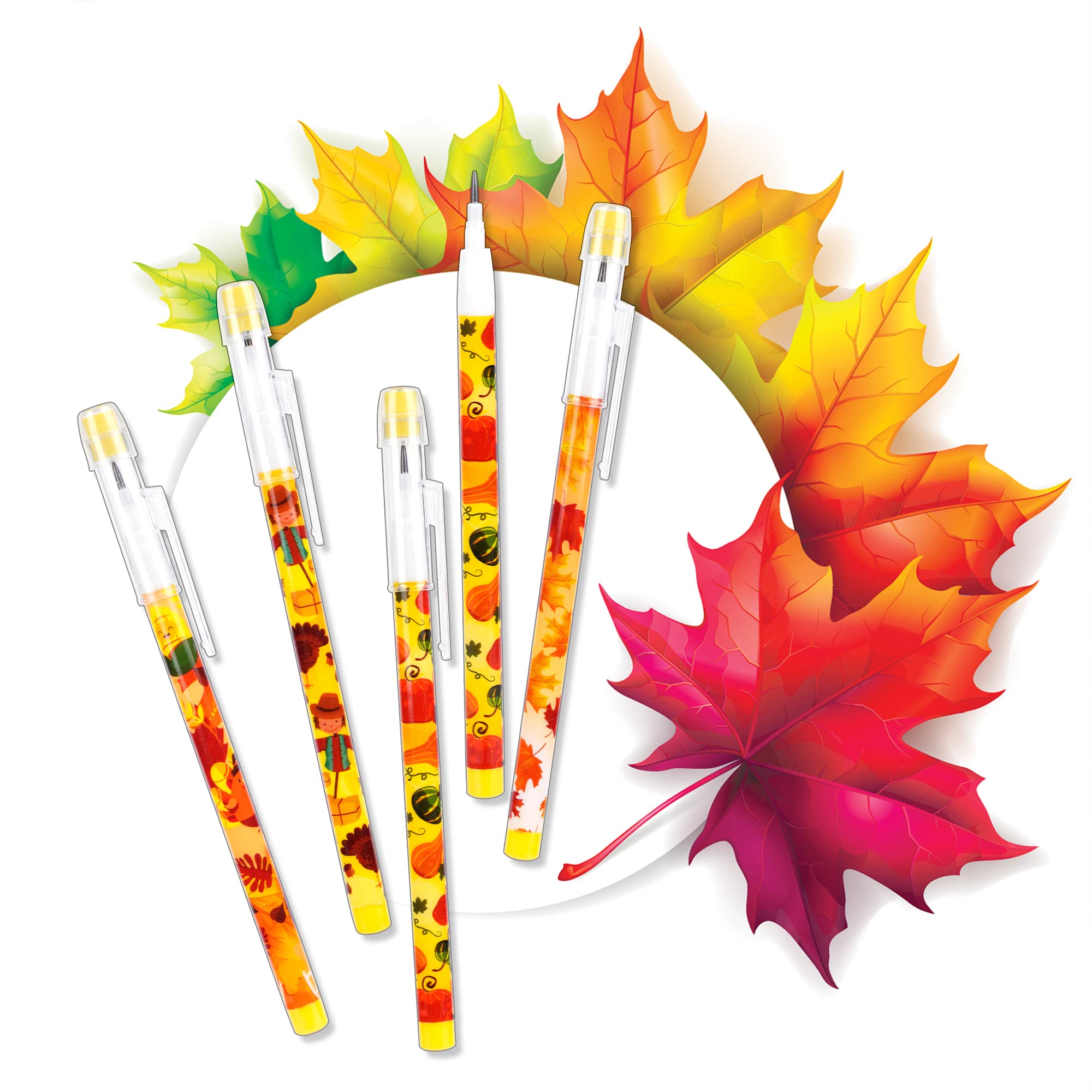 Kolewo4ever Lápices temáticos de otoño, lápices de fiesta de Acción de Gracias, lápiz translúcido multipunto (48)