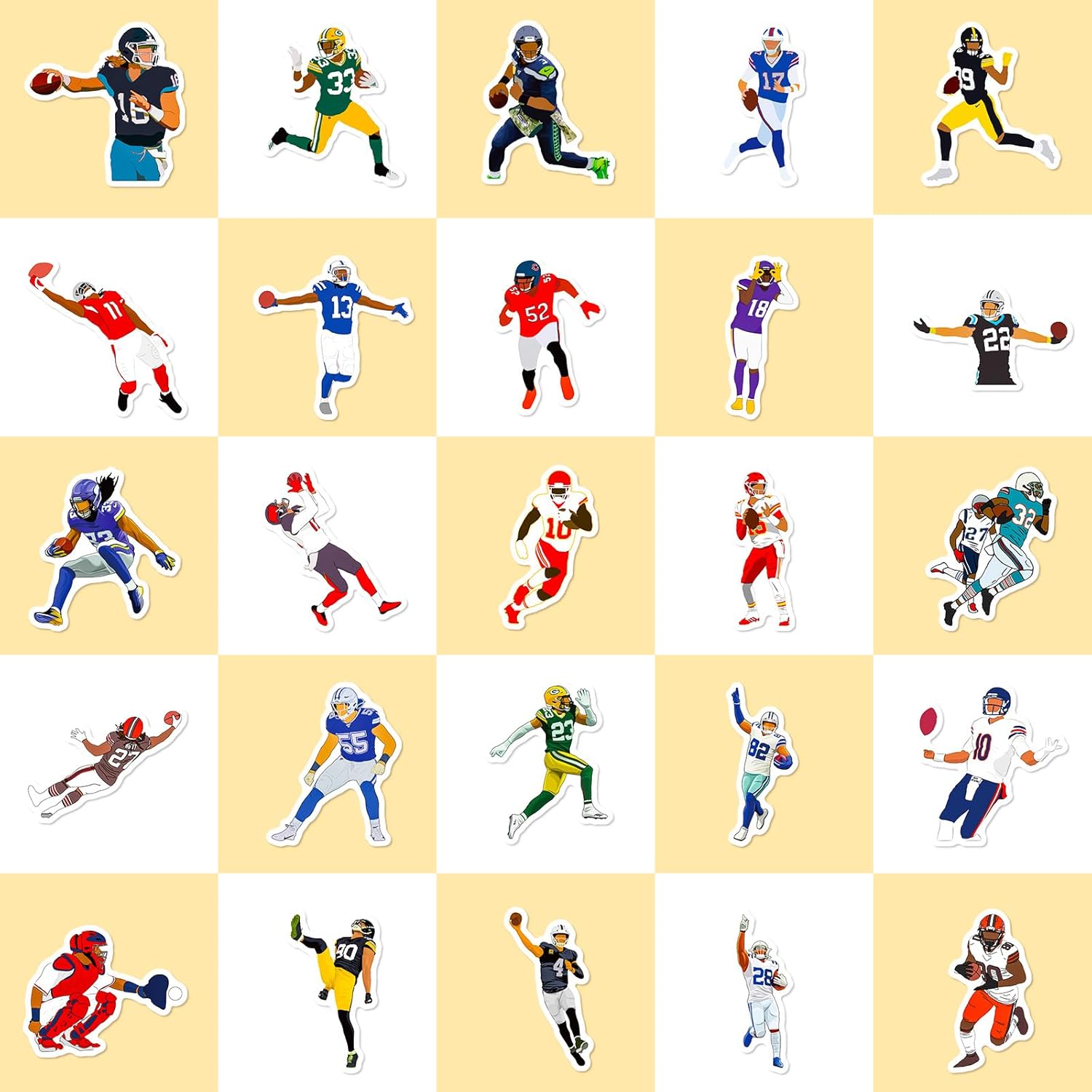 50Pcs Football Stickers, Cool Sport Waterproof Vinyl Decal for Adult Teen Kids Girl Notebook, Water Bottle, Laptop, Luggage, Phone, Skateboard, Helmet, Guitar, Scrapbook