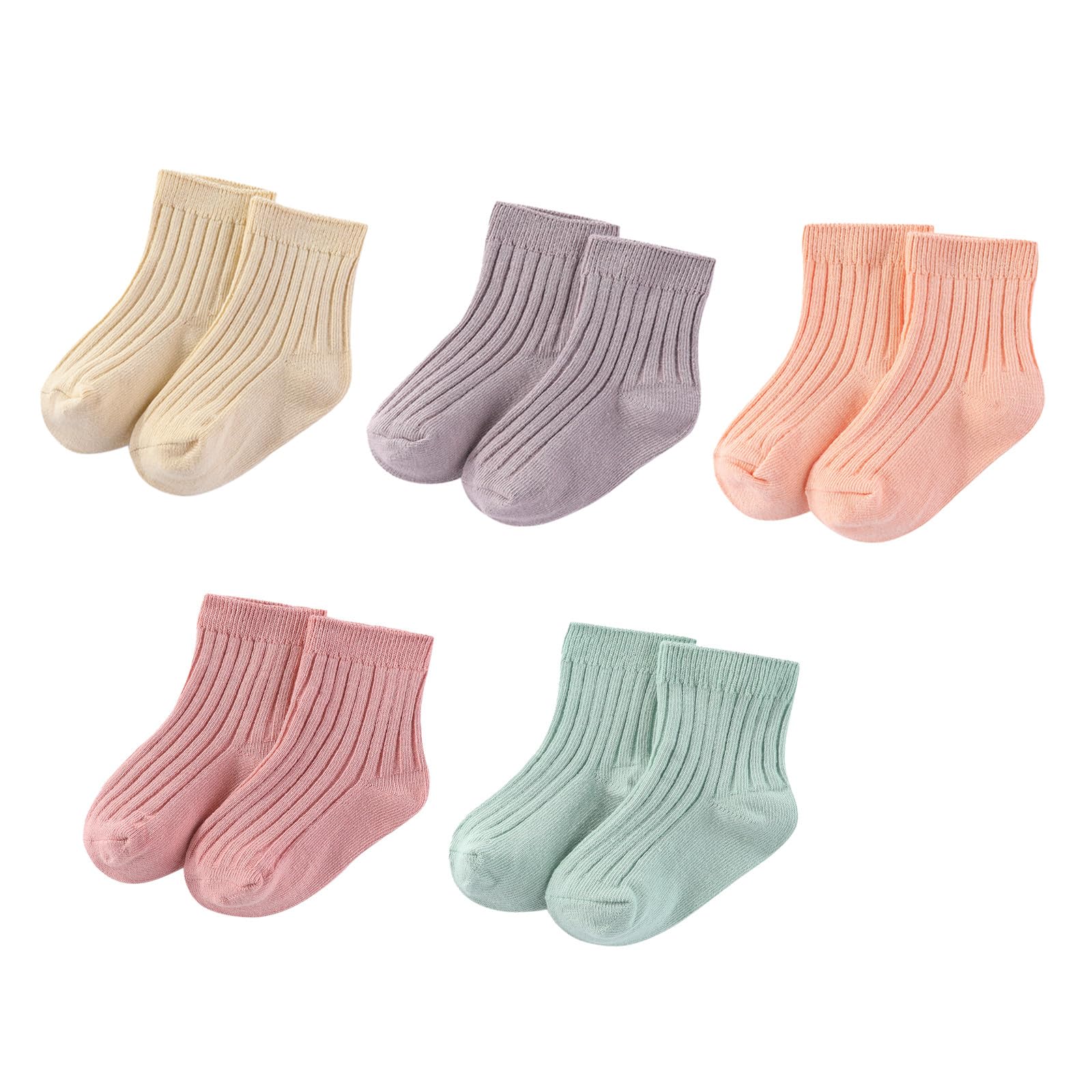 MAMIMAKA Unisex Baby Socks Breathable Soft Cotton Ankle Socks for Baby Boy and Girl, 5 Pack