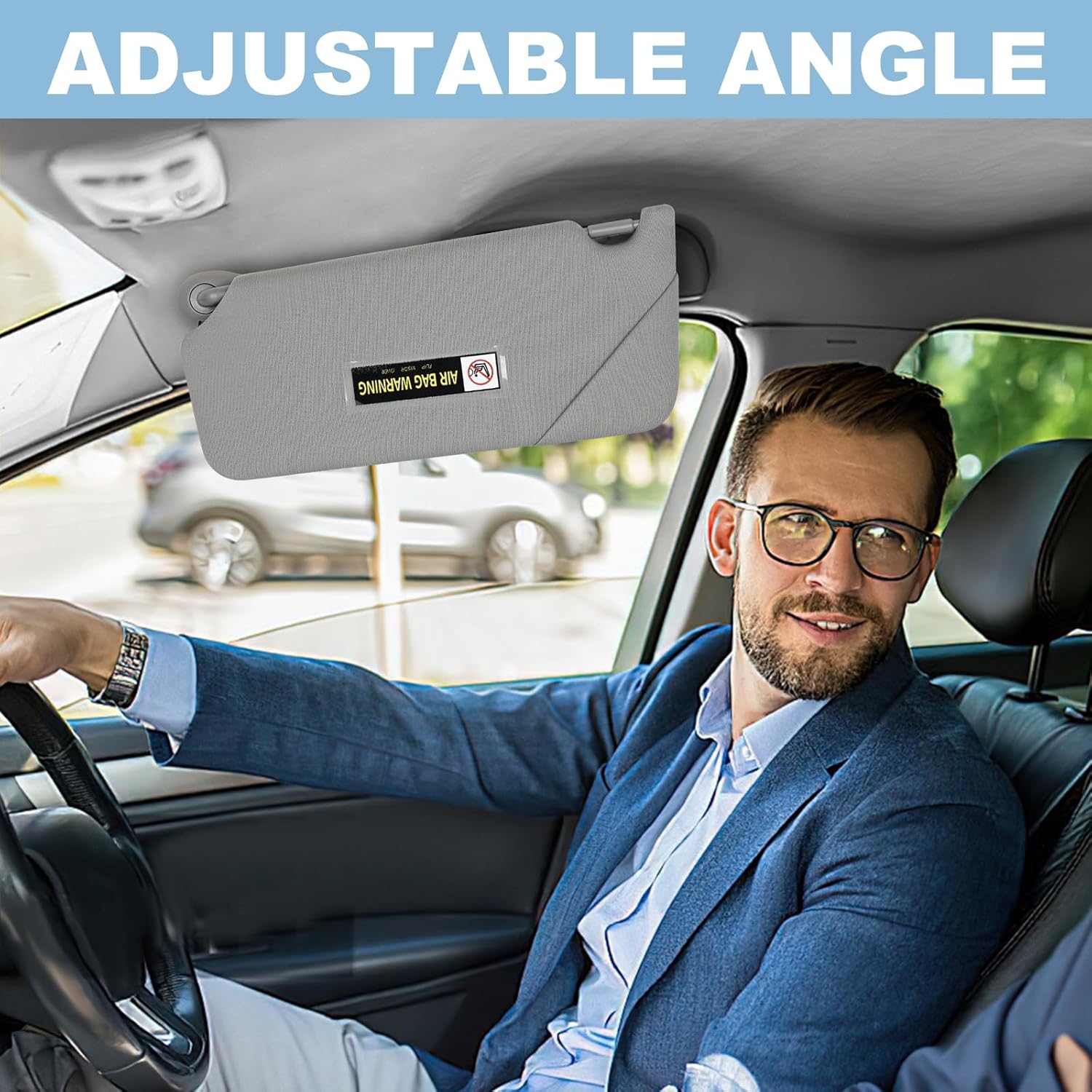 Right Passenger Side Sun Visor with Light Compatible with Honda Accord 2008 2009 2010 2011 2012 2013 2014 2015 2016 2017 Replace# 83230TA0A91ZA Grey